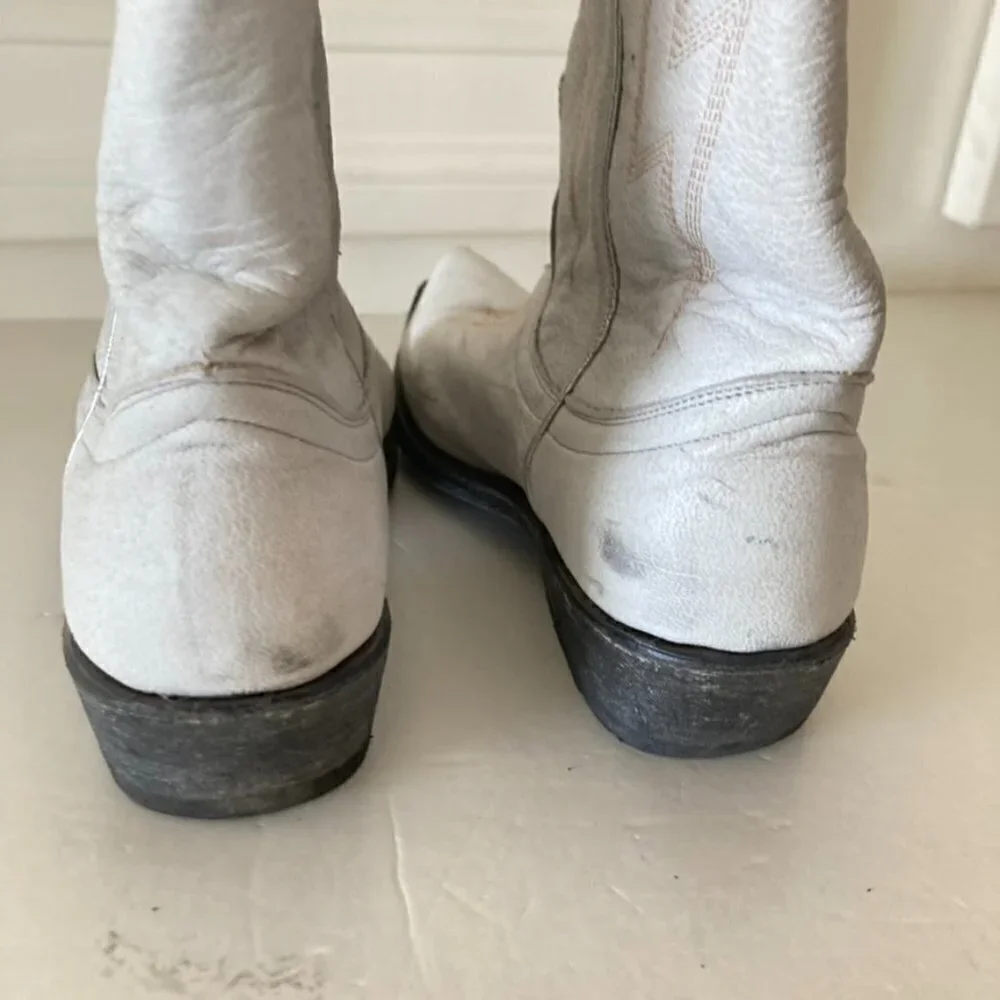 Mexicana Free People Lightning Strikes White Leather Western Boots Sz 8